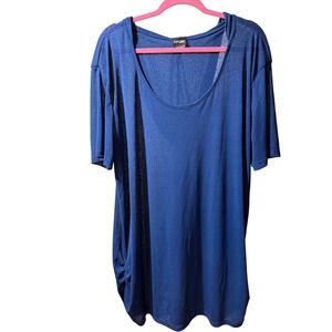Cover Me Royal Blue Hooded Sheer Knit Women Plus Size Tunic Swim Cover Up Top